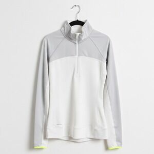 Nike Dri Fit‎ Pro 1/4 Zip Fleece Lined Pullover White Gray Women's MD